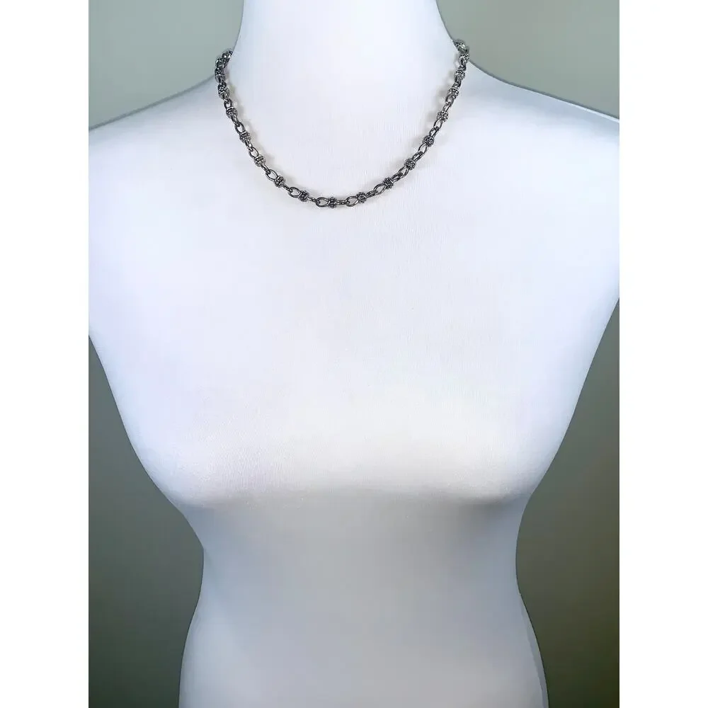 Vintage Premier Designs Silver Tone Bali Style Cable Chain Link Necklace EUC